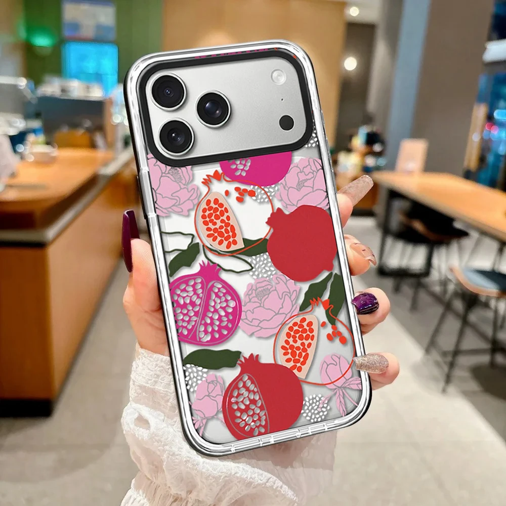 Graffiti Pomegranate Black / White Border Magnetic Phone Case Cover for IPhone 12 13 14 15 16 17 Pro Max Case for IPhone 17 Air