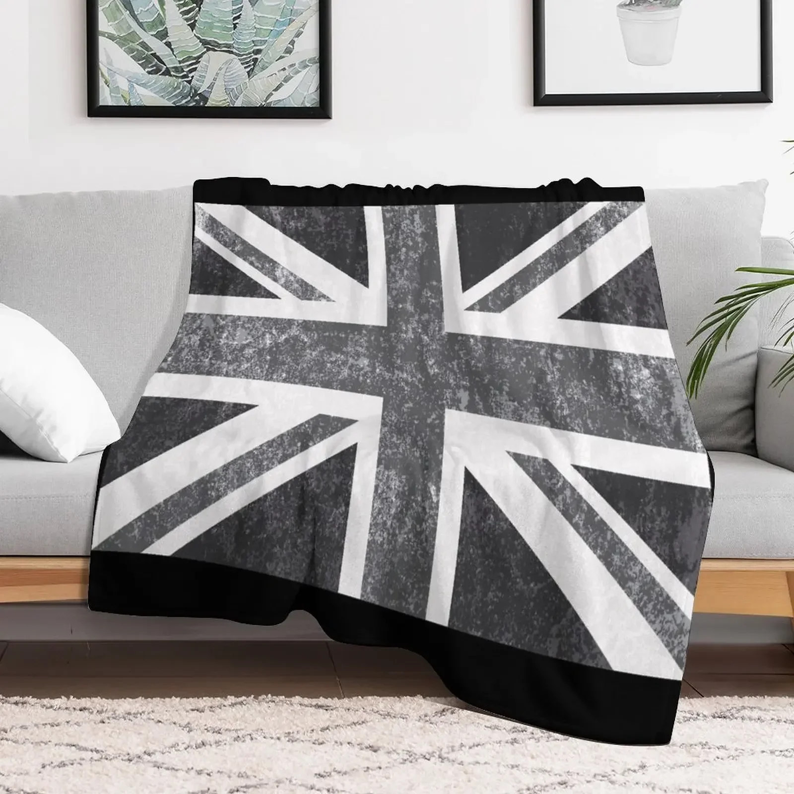 Union Jack Vintage Grayscale - United Kingdom Flag Throw Blanket Travel Luxury Blankets For Baby Blankets