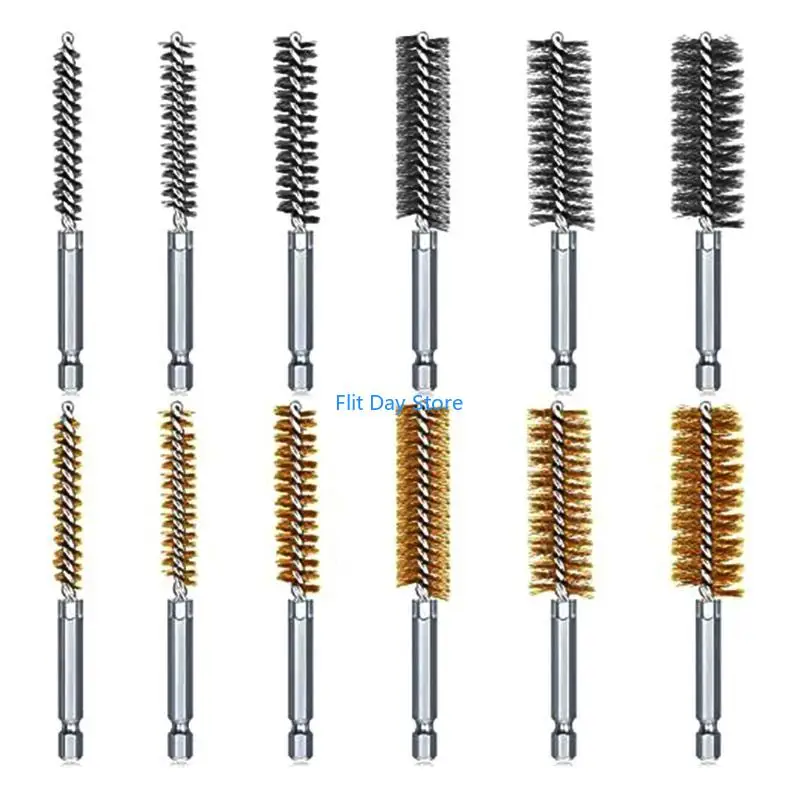 F92C 12pcs Aço inoxidável /escova cobre Pincel limpeza conjunto pincel fios fios