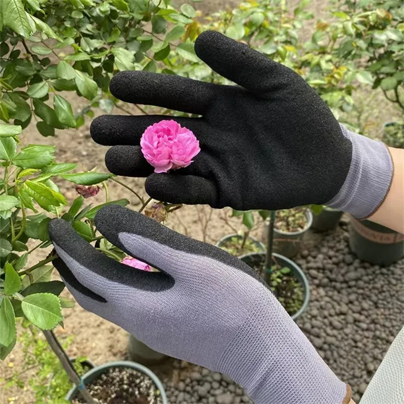 

Labor Gloves Ding Qing Foam Impregnated Gardening Gloves Anti-slip Wear-resistant Nylon Hanging Protective Gloves