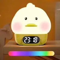 Colorful Creative Duck Alarm Clock Electronic Desk Clock Bedrooms Timer Bedside Patting Lamp Table Decoration Gift