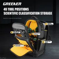 GREENER Advanced Heavy Duty Tool Backpack Tool Bag  Man Gift Organizer Plastic Bottom for Electrician Tool Engineer