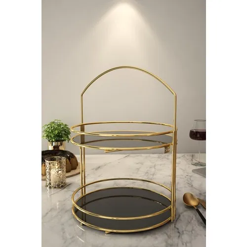 

Decorative Lux Service Presentation İkramlık Gold Big Luxury 2 Layer 40x19x29 cm Gift Organizer Gold Color presentation Tray