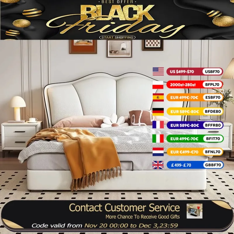 

Large Adult Frame Double Bed Comforter Headboard Storage King Size Double Bed Bases Full Size Schlafzimmer Bett Home Furniture