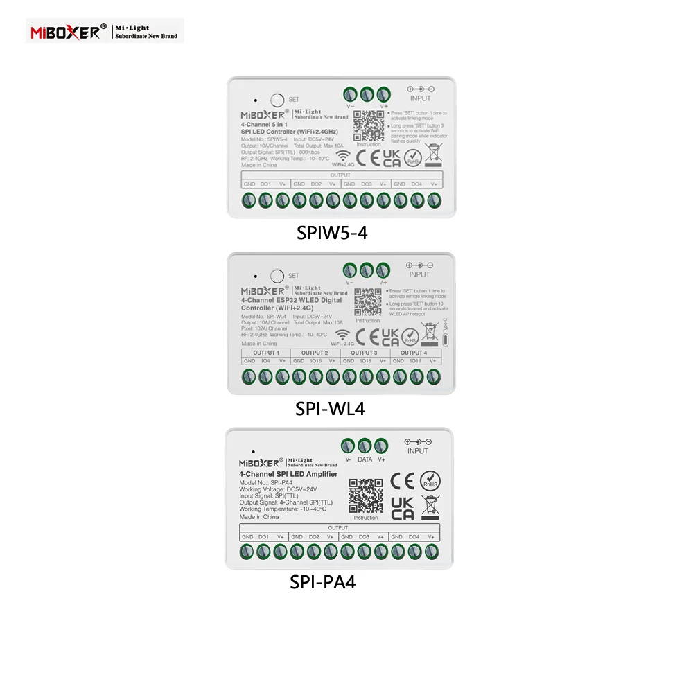 Miboxer SPIW5-4 5in1 SPI LED Controller WiFi+2.4GRF RGB RGBWIC 4-Channel Signal Amplifier For WS2811 WS2812B LED Pixel Strip