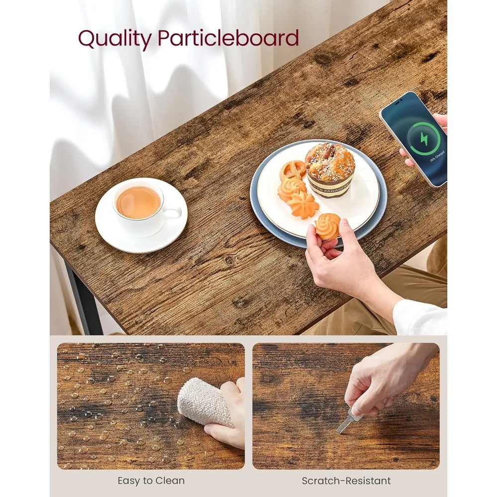 Bar Table, Narrow Long Kitchen Dining Table with Charging Station, Sturdy Metal Frame, Industrial, 15.7 x 47.2 x 35.4 Inches, R