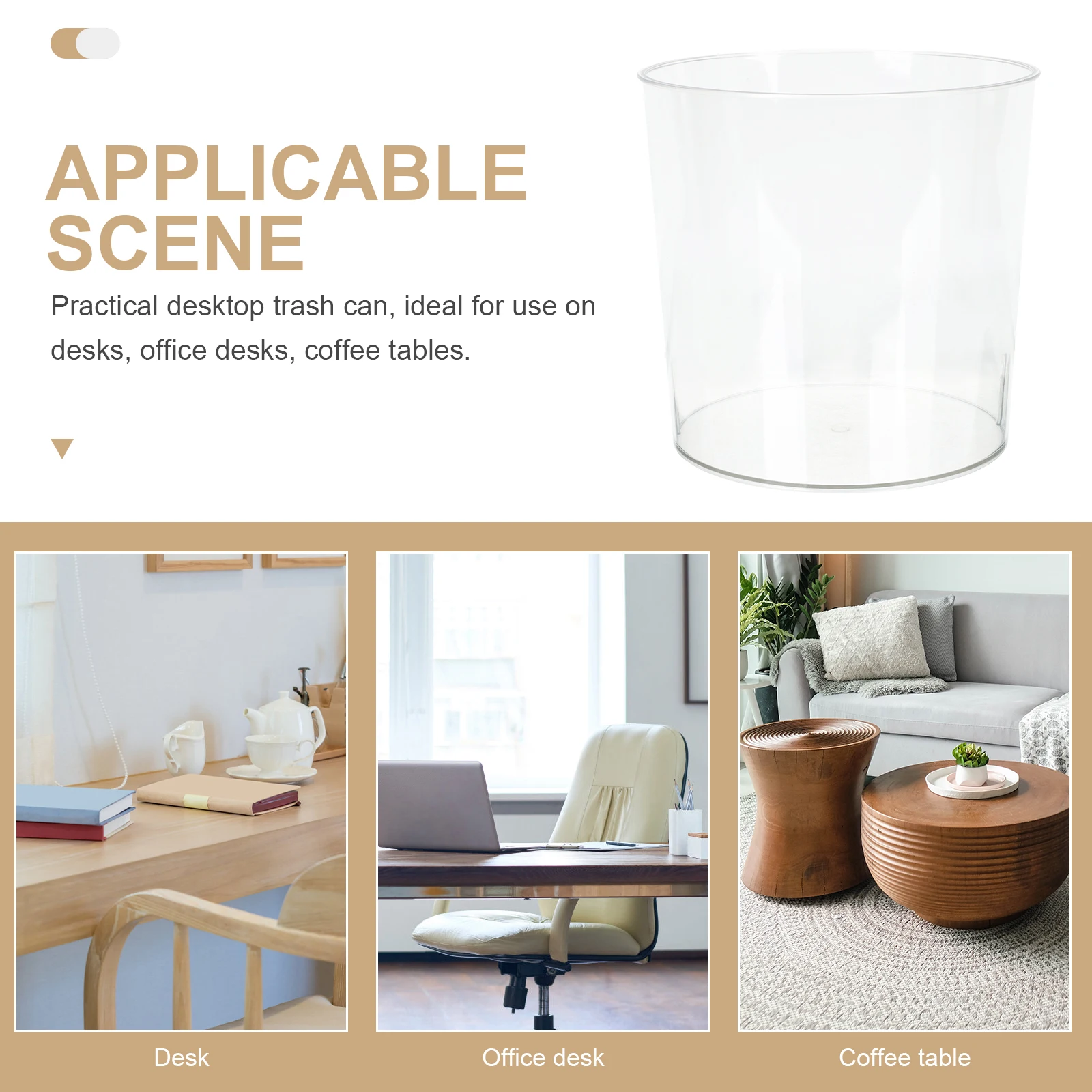 

2pcs Mini Trash Can Small Garbage Bucket Waste Storage Holder Desk Table Sturdy Material Lightweight Home Office
