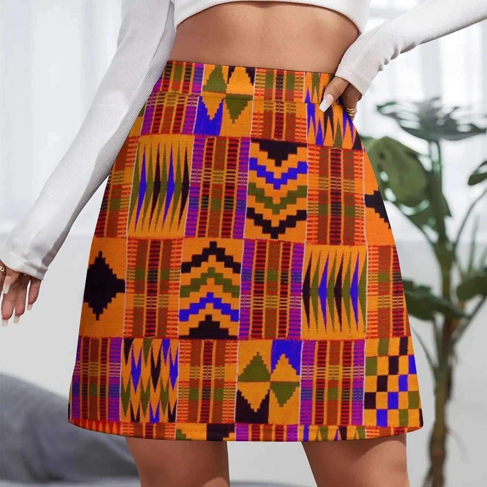 Kente Cloth // Persimmon & Red-Orange Mini Skirt skirts for womens 2024 summer dress women 2024