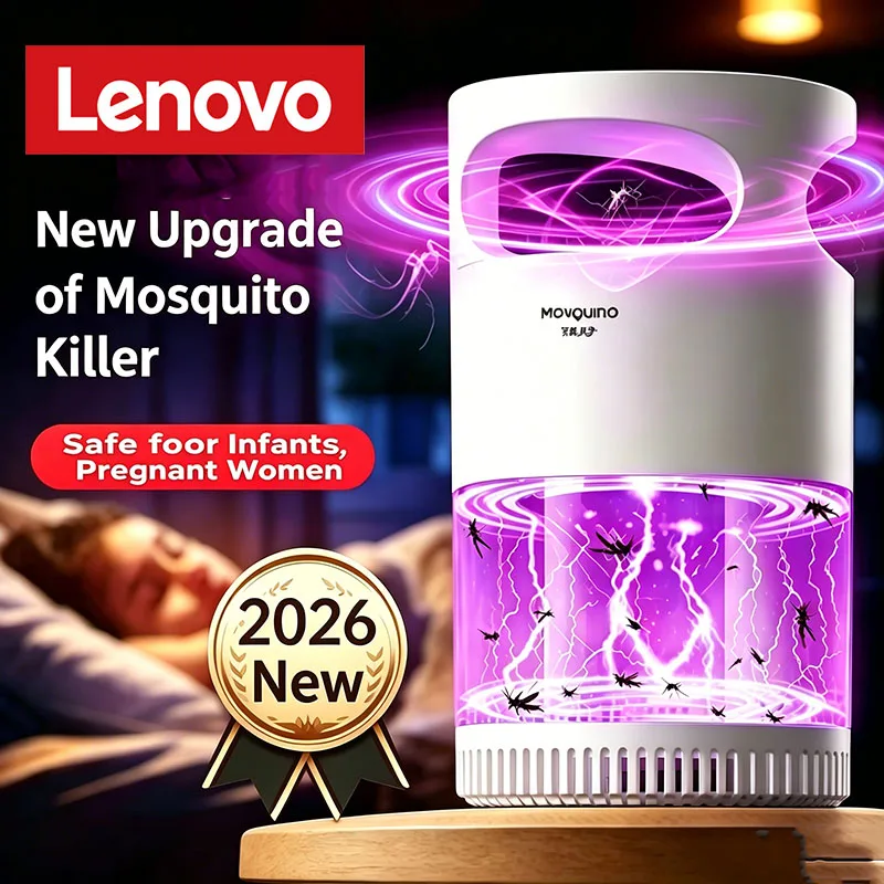 Lâmpada Mata-Mosquitos Lenovo para Uso Doméstico, USB, Automática, com Atração UV, Armadilha Elétrica para Insetos, Tipo Sucção Física