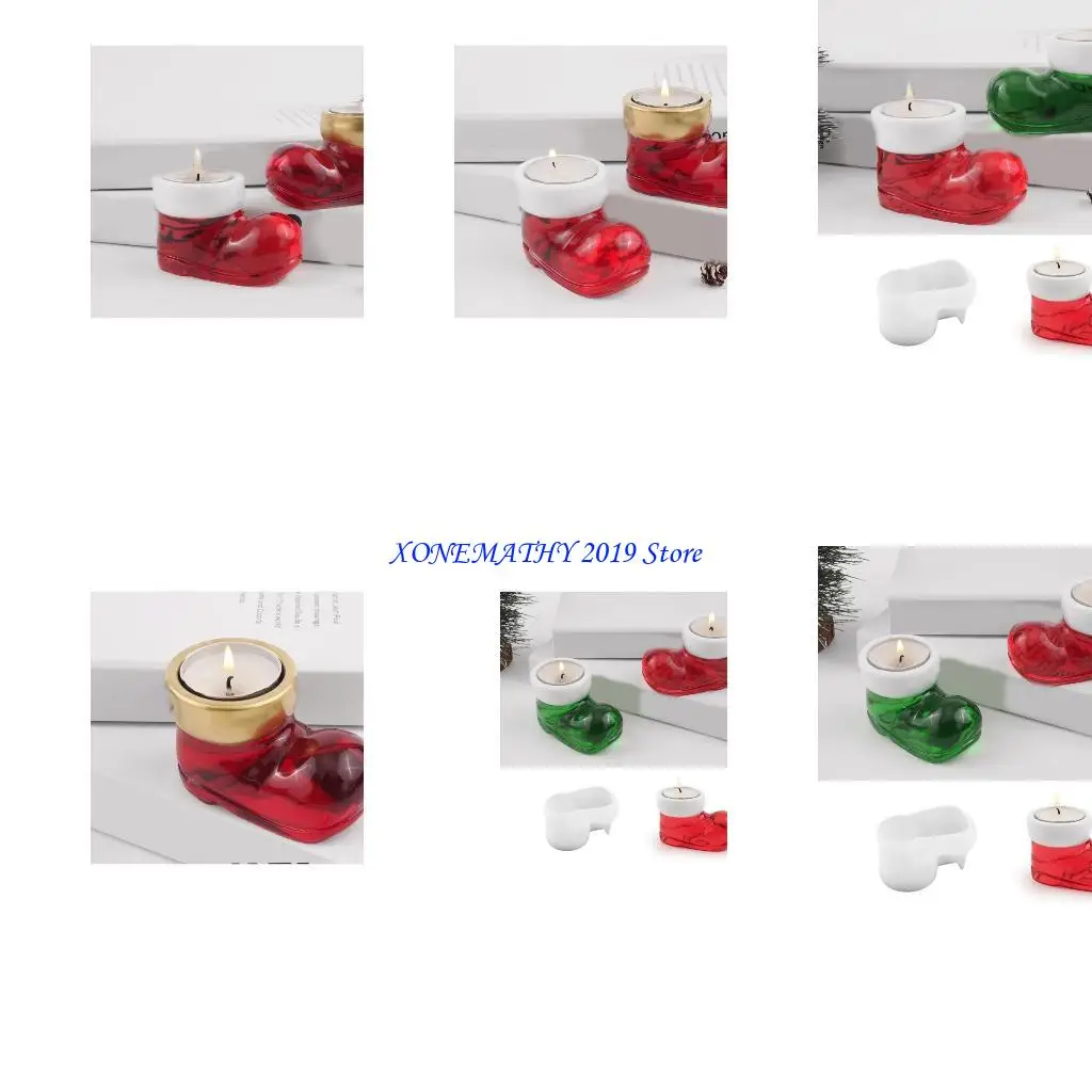 

F42F Silicone Holder Mold Candlestick Mould Christmas Boot Decoration Mold