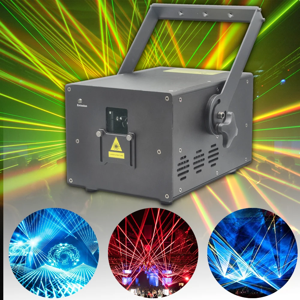 YUER NEW 8W RGB Laser Light 40K Scanner 2000mW Red, 2000mW Green, 40000mW Blue Compact DMX512 ILDA Control for Clubs Bars Events