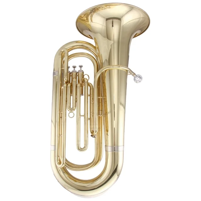 High Quality Bb Tone Tuba 3 Vertical Piston Gold Lacquer Brass Body Tuba