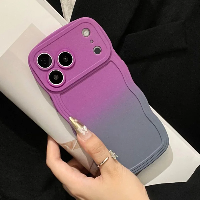 Gradient Wavy Lines Phone Case For iPhone Air 17 16 15 14 13 12 Pro Max 15 16 Plus 17 Pro 11 Candy Color Shockproof Soft Cover #1