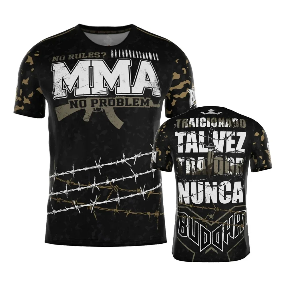 2026 Fashion Men's Muay Thai 3D Full Print T-shirt Buddha Fighting Short Sleeve Training Shirt Martial Arts Pattern T-shirt