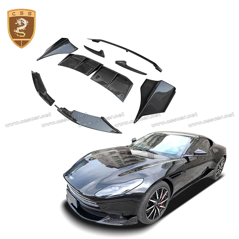 

For Aston Martin DB11 2017-2024 Upgrade ST Style Car Front Side Wrap Angle Lower Splitter Lip Rear Diffuser Spolier Wing