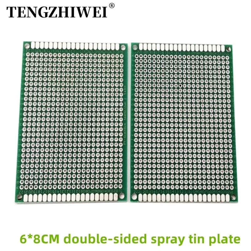 

1PCS 6*8CM double-sided spray tin 1.6T 2.54 pitch universal board universal circuit board hole experiment board