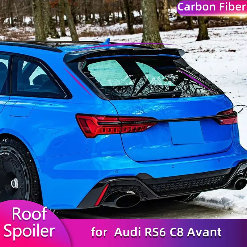 Carbon Fiber Heckspoiler Flügel für Audi RS6 C8 Avant 2019-2022 Auto Racing Heckspoiler und Fenstereinsätze Body Kit 3 Teile/satz