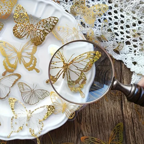 판타지 나비 PET 장식 스티커, 일기장 및 핸드북 소재에 적합, 45 레이저 핫 스탬핑, 1 개