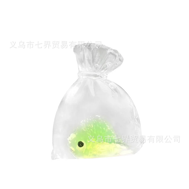 Squishy Summer 3D Stereoscopic Goldfish Bag Squeeze Fidgety Toy Transparent Creative Gift Kawaii Color MIINI Goldfish Kids Toys