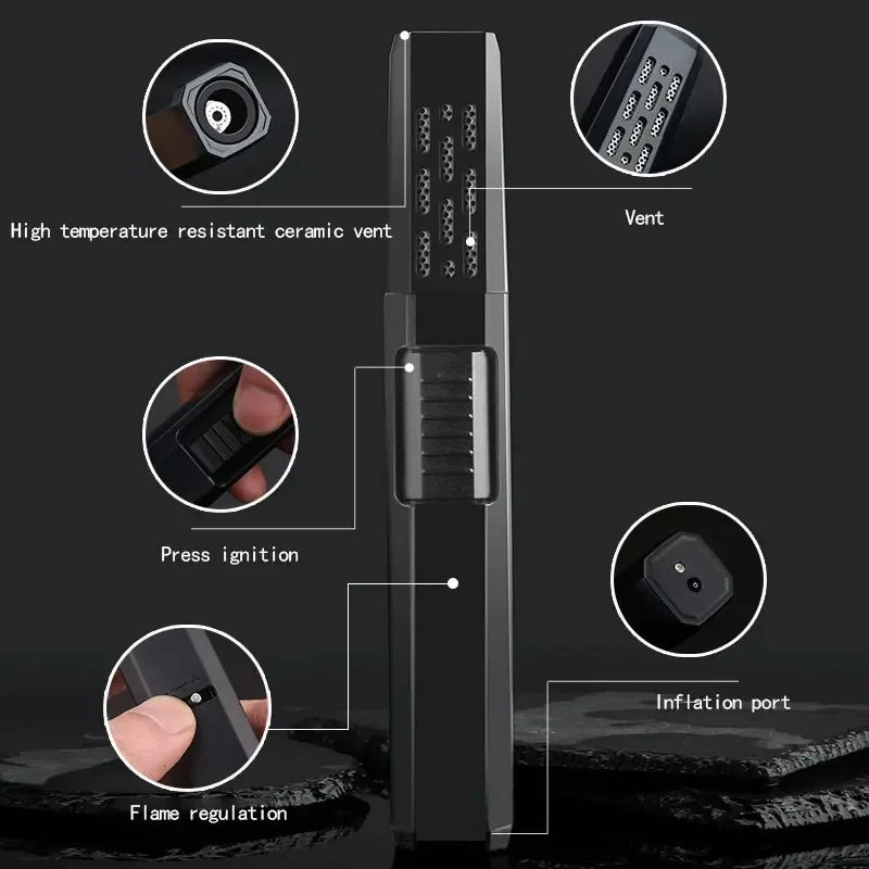 HONEST Windproof Direct Charge Metal Lighter 1300 ° Adjustable Kitchen Outdoor Barbecue Windproof Metal Flashlight