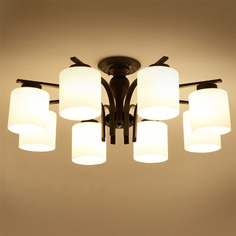 

Round White Frosted Glass Ceiling Lamp Classic Retro Chandelier Decoration E27 Bulb for Kitchen Bedroom