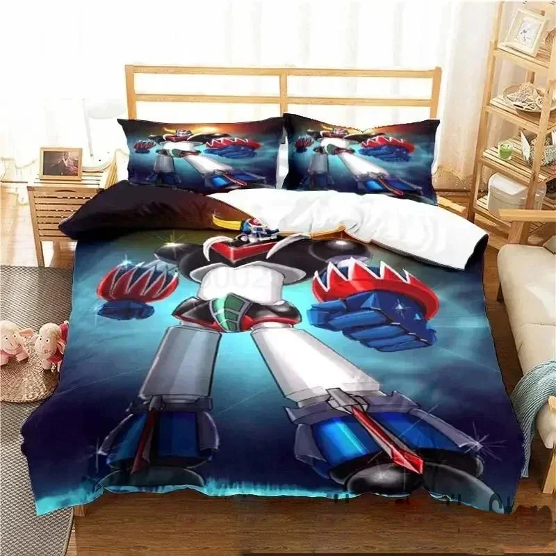 3D Print Goldorak Grendizer UFO Robot Bedding Set Double Twin King Duvet Cover Comforter Pillowcase Boys Girls Adults Bedroom
