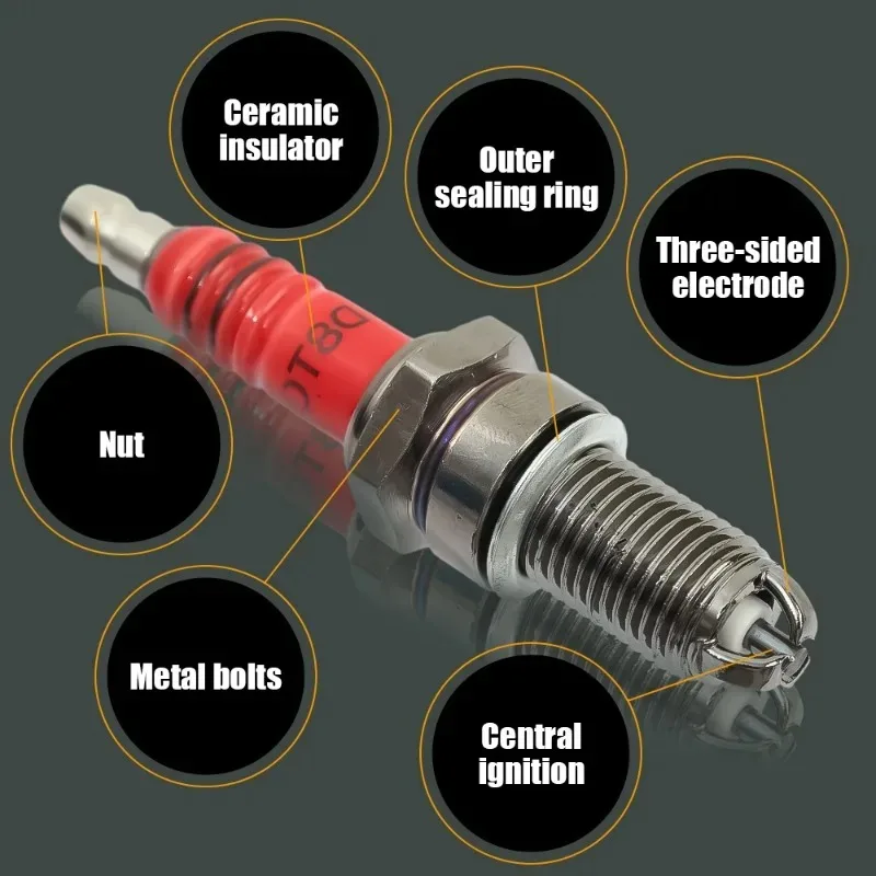 Three-sided Pole Spark Plug L7T/D8TC 2 Stroke Electrode Gasoline Chainsaw Brush Cutter Engine Glow Plug Replace Part Accessories