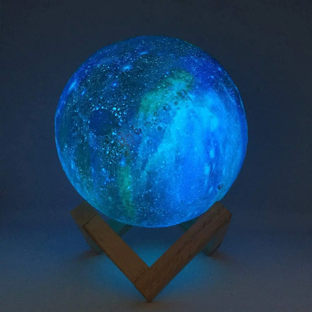 ZK20-3D Printing Moon Lamp for Kids, Night Light, Touch Remote Control, Galaxy Light, 16 Color Change