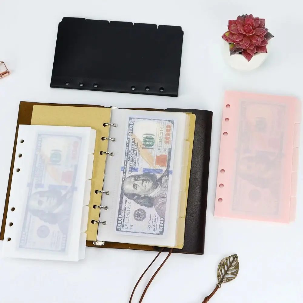 5pcs A6/A7 Binder Folders Inner Page 6 Hole Colorful Idol Photo Card Holder PP Budget Sheet Loose Leaf Inside Paper