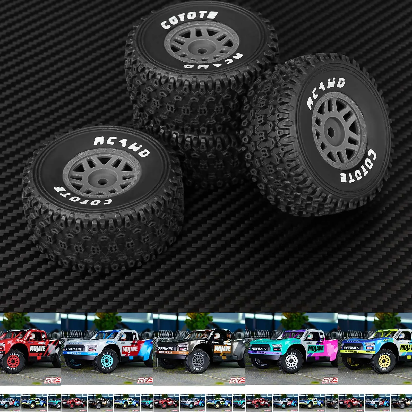 RCAWD ARA2104 ARA2304 4 Pcs Tires Wheel for 1/16 Arrma Mojave Grom ARA2104 ARA2304 ARA2304S Rubber Tire Upgrade Part