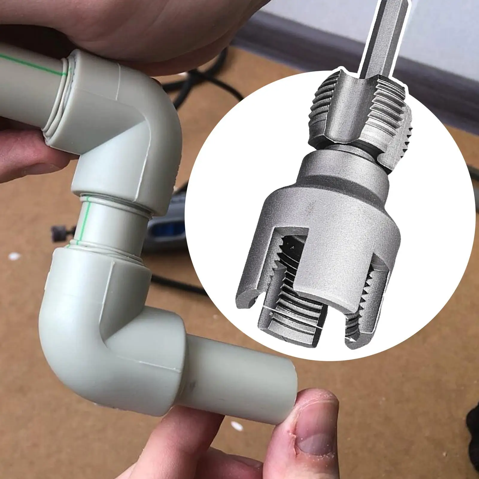 Pipe Threader Integrated Pipe Threading Tool Cutter Anti-Slip Attachment Extractor Cutting Drill Repair Plumbing Expansion for