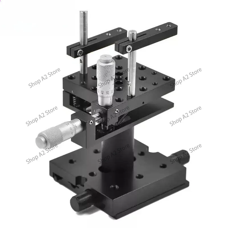 Manual 2-Axis Tilt Rotation Stage, Precision Optical Mount with Pitch Yaw, Lab Positioning Table