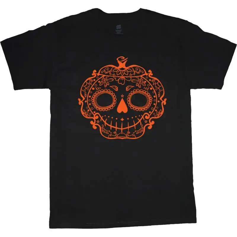 Halloween T Shirt Mens Pumpkin Sugar Skull Dia De Los Muertos