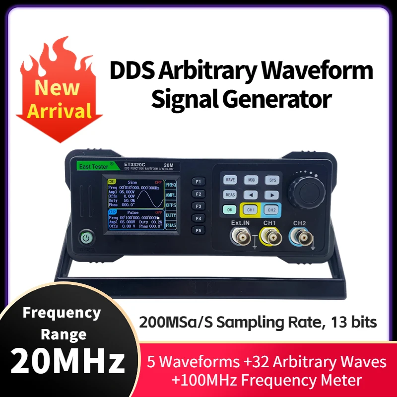 DDS Signal Generator ET3320C Dual Channel Arbitrary Waveform Generator 20MHZ Frequency Meter  Pulse Signal Source