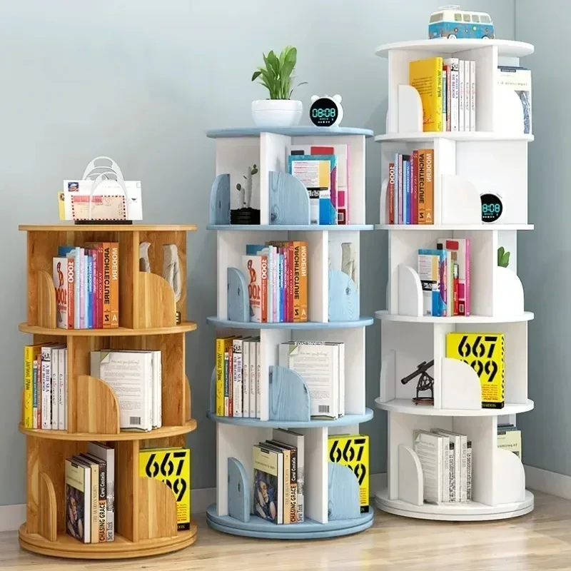 Creative 360° Rotating Bookshelf Children's Picture Book Stands Simple Household Space Saving Landing Storage Bookcase g a