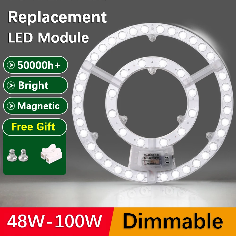 Plafonnier LED panneau lumineux 220V-240V Module LED de remplacement 12W-100W économie d'énergie anneau rond LED panneau de rénovation Source de lumière