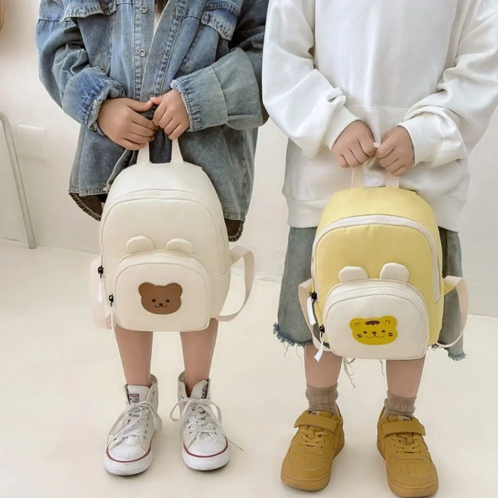 

Cute Korean Kindergarten Schoolbag Canvas Adjustable Children's Handbags Cartoon Bear Kids Backpack Children's Day