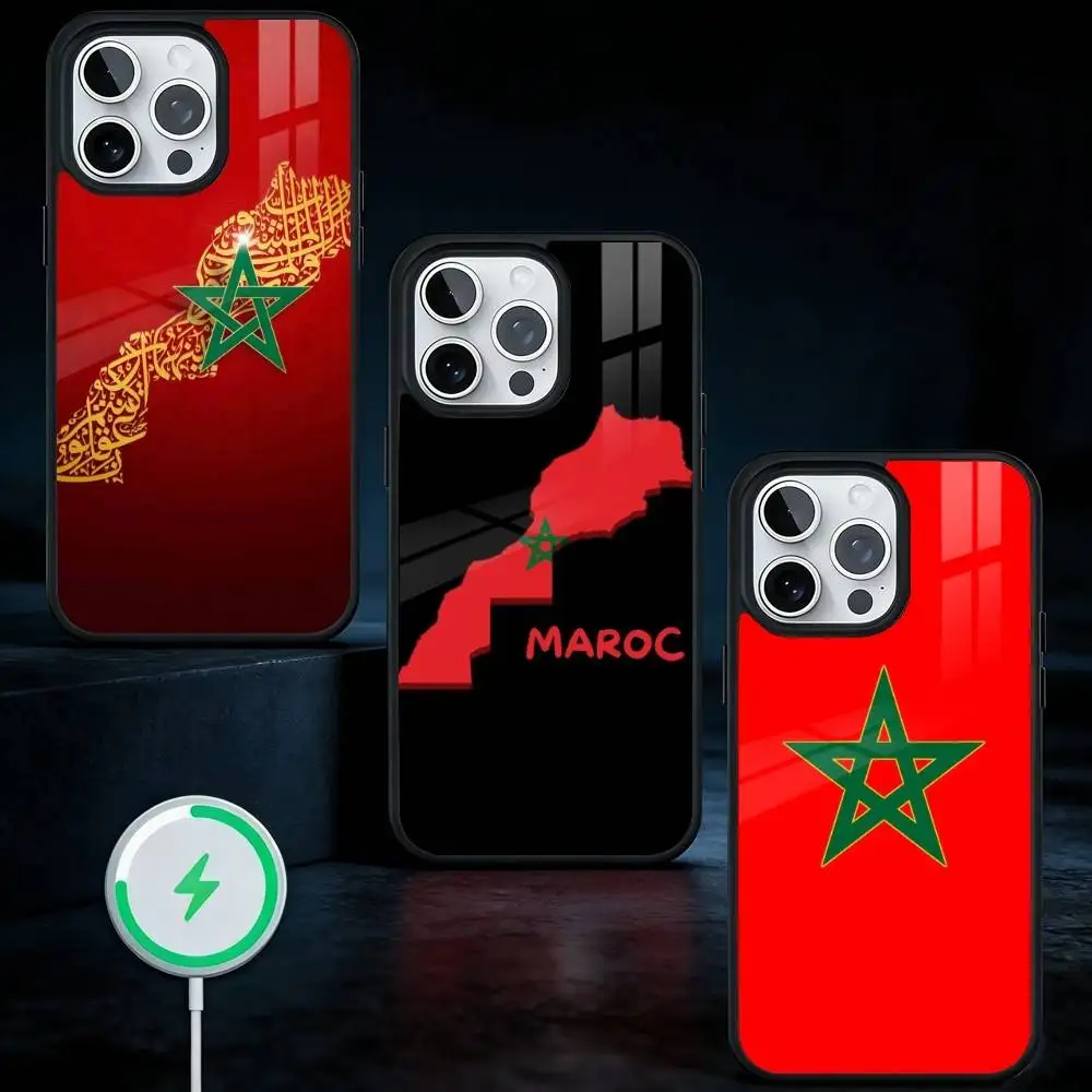

M-Morocco Flag Phone Case For iPhone17,16,15,14,13 Plus,Pro Max Magnetic For Magsafe Wireless Charging