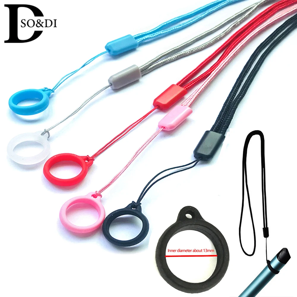 Universal Anti-Lost Necklace Lanyards Portable Anti-drop Cigarette Silicone Rubber Ring Rope Pen Lanyard Holder With Hoop