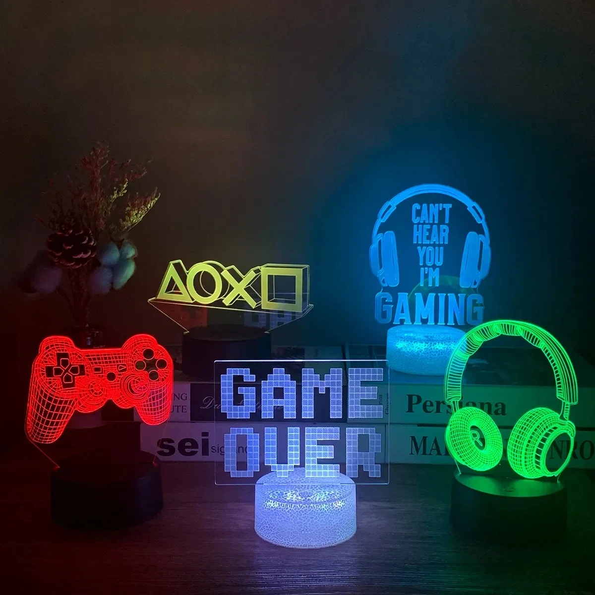 3D  Gaming Party Setup Lamp Gaming Room Lamp Decoration USB Powered Night Light Table Lamp  Bedroom Decor Christmas Lights