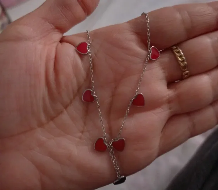 LUXUKISSKIDS Red Heart Charms Pendant Necklace Y2K Cute Tiny Love Heart Choker Babygirls Stainless Steel Jewelry Christmas Gifts