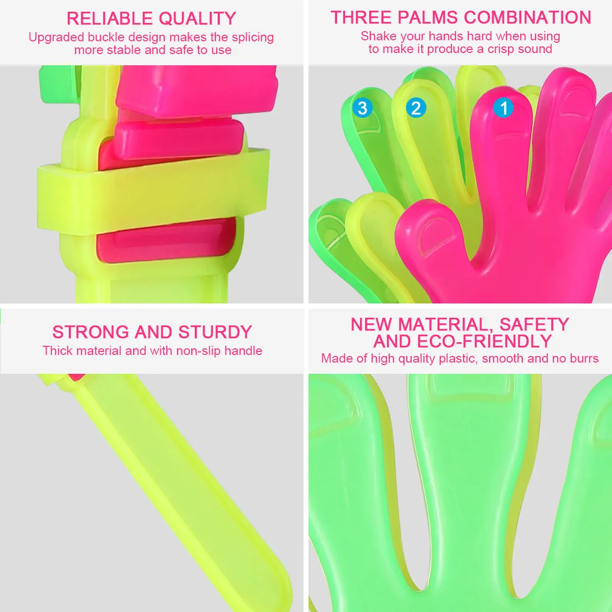 20-teilige Hände aus Kunststoff, helle Farbe, starkes Lärm, Party, Kinder, Karneval, Fiestas-Maker, Jubel-Requisite, Puppe