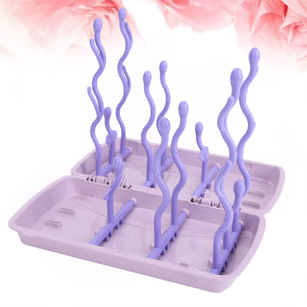 

Baby Bottle Rack Portable Drying Stand For Sippy Cups Bottles Accessories Violet Foldable Storage Tray Quick Dry Air Flow Design