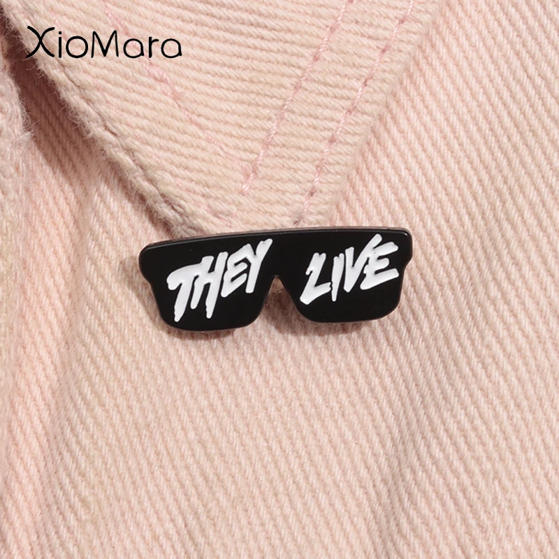 

Creative Sunglasses Glasses They Live Enamel Pin Horror Movie Inspiration Brooch Lapel Badge Halloween Jewelry Gift For Friends