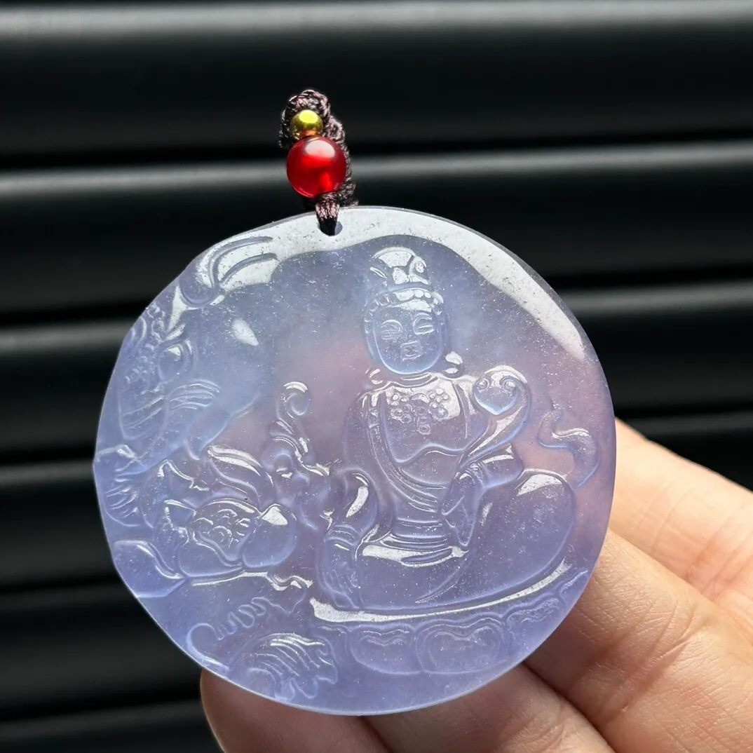 Real Natural High Ice purple Jade Jadeite amulet Pendant&Necklaces Samantabhadra
