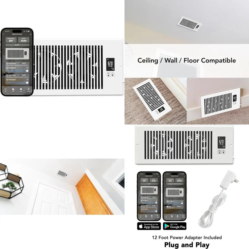 

6x12 Inch Smart Control Registers - Auto On/Off & 10 Adjustable Speeds