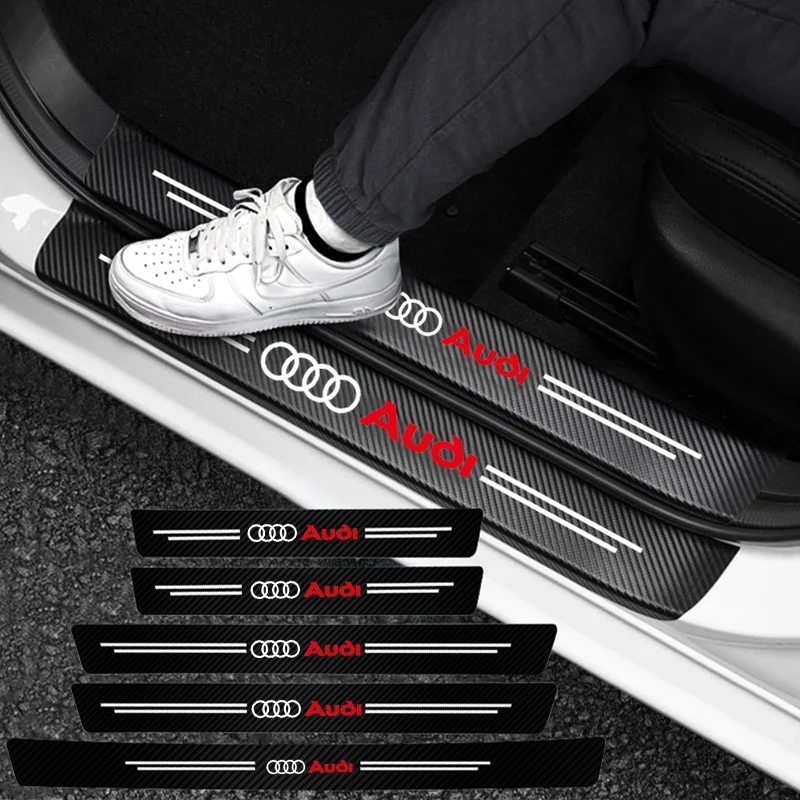 High-quality Carbon Fiber Car Door Sill Protector Sticker For Audi A1 A2 A3 A4 A5 A6 A7 A8 Q1 Q2 Q3 Q4 Q5 Q6 Q7 Q8 TT RS3 S5 RS7