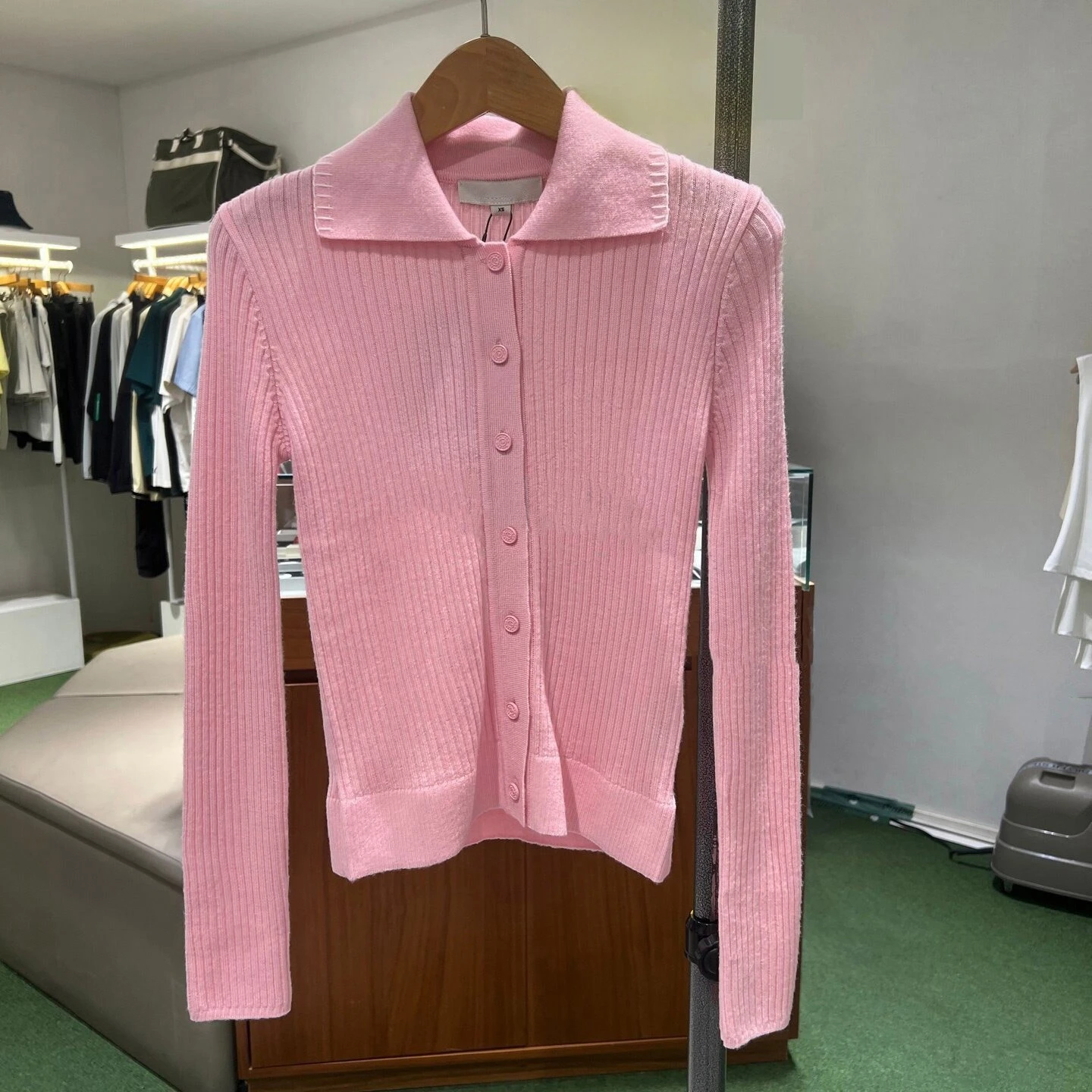 Women's Golf Cardigan 2026 Fall New Korean Style Ribbed Knit Long Sleeve Versatile Sports Casual Soft Breathable Outdoor Daily