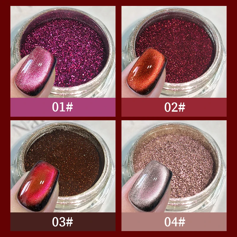 Poudre Magnétique à Effet de Chat Rouge, Rose Clair, Poussière de Pigment Chromé pour Ongles, Fournitures de Manucure et Nouvel An, 1 Boîte