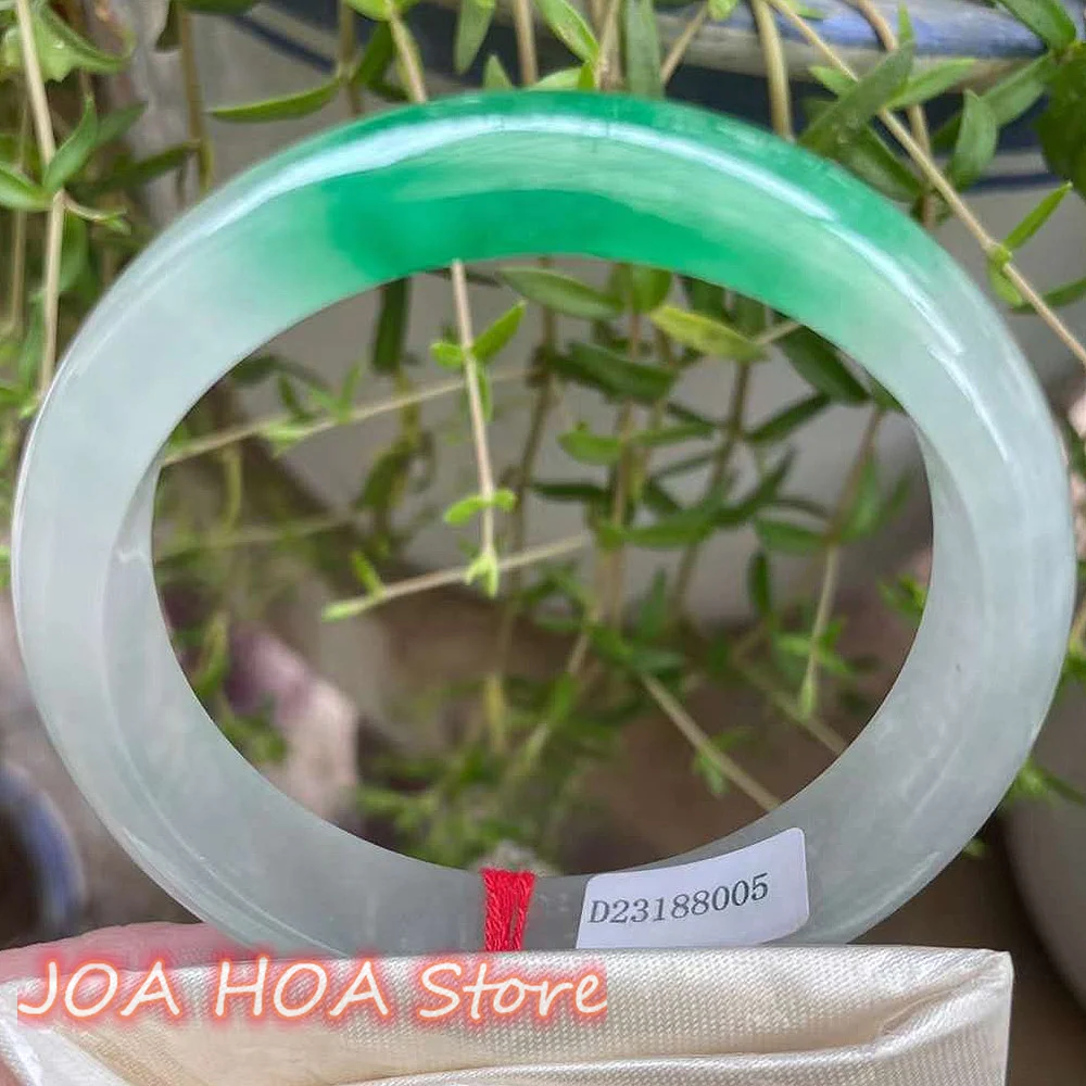 New Natural Floating Green Flower Jadeite Original Ecological Pattern Bangle Quality Jade Bracelet Lucky Handring Fine Jewelry